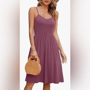 NWOT L Casual Summer Sleeveless Adjustable Spaghetti Strap A Line Dress